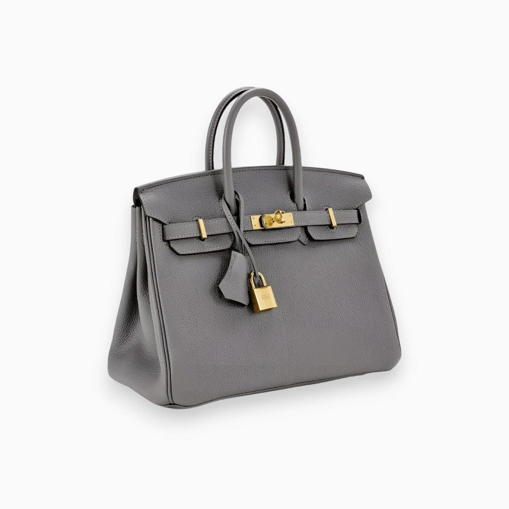 Elegante Leren Handtas met Litchi-patroon-Handtassen-Calora-Grijs-Calora