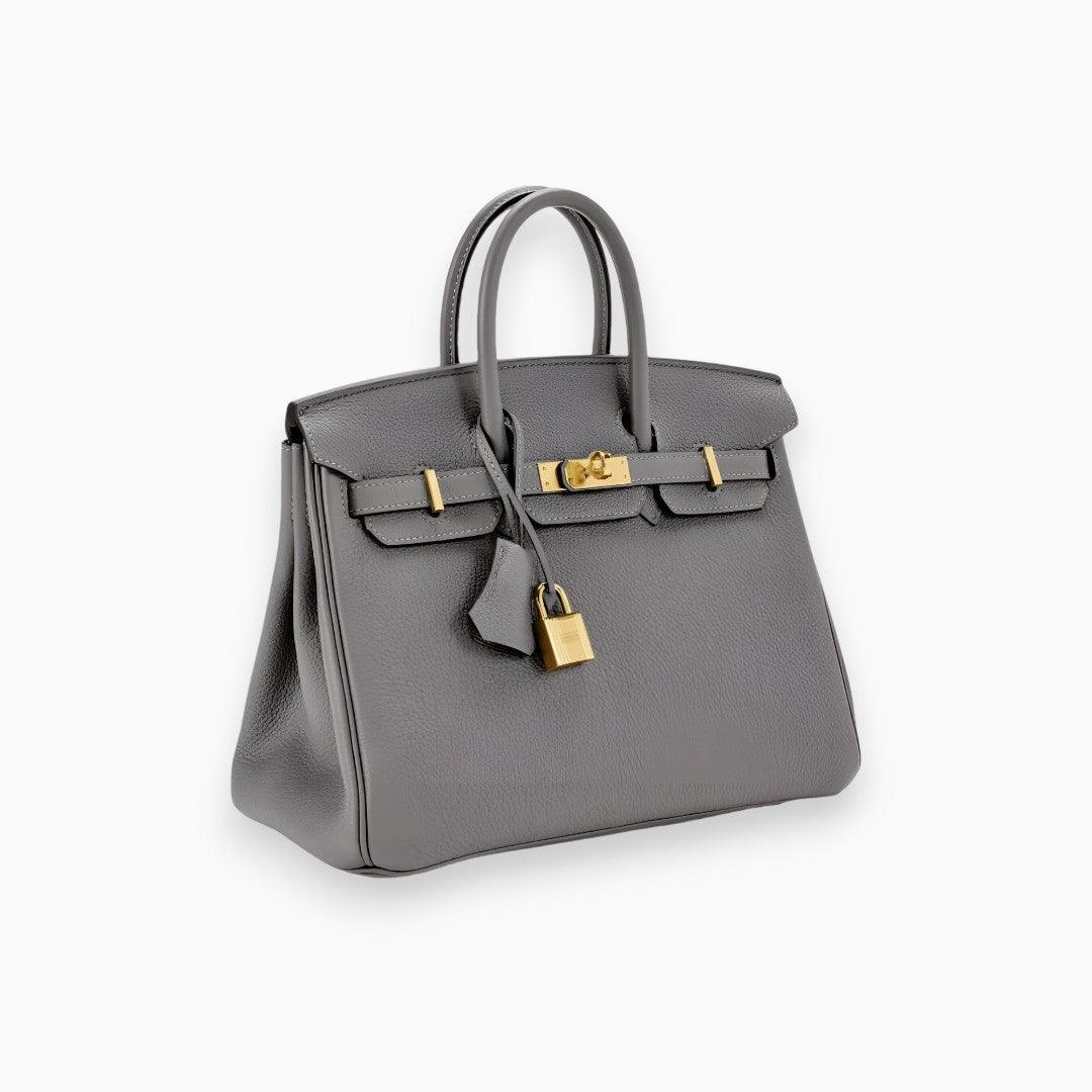 Elegante Leren Handtas met Litchi-patroon-Handtassen-Calora-Grijs-Calora