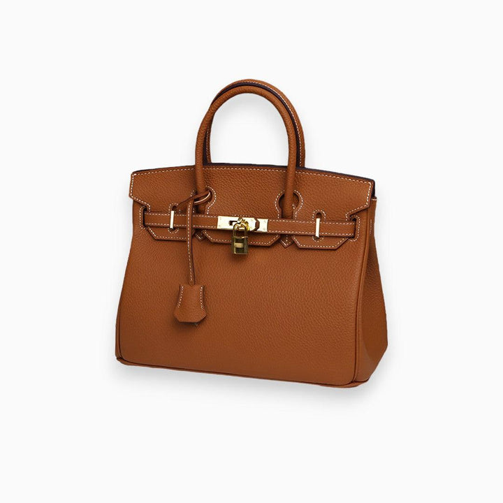 Elegante Leren Handtas met Litchi-patroon-Handtassen-Calora-Grijs-Calora