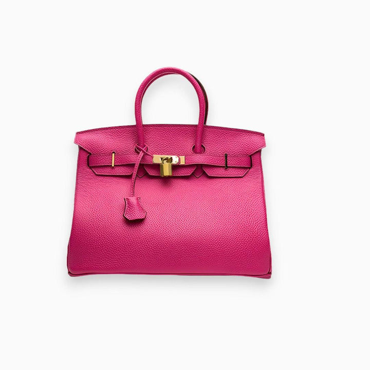 Elegante Leren Handtas met Litchi-patroon-Handtassen-Calora-Roze-Calora
