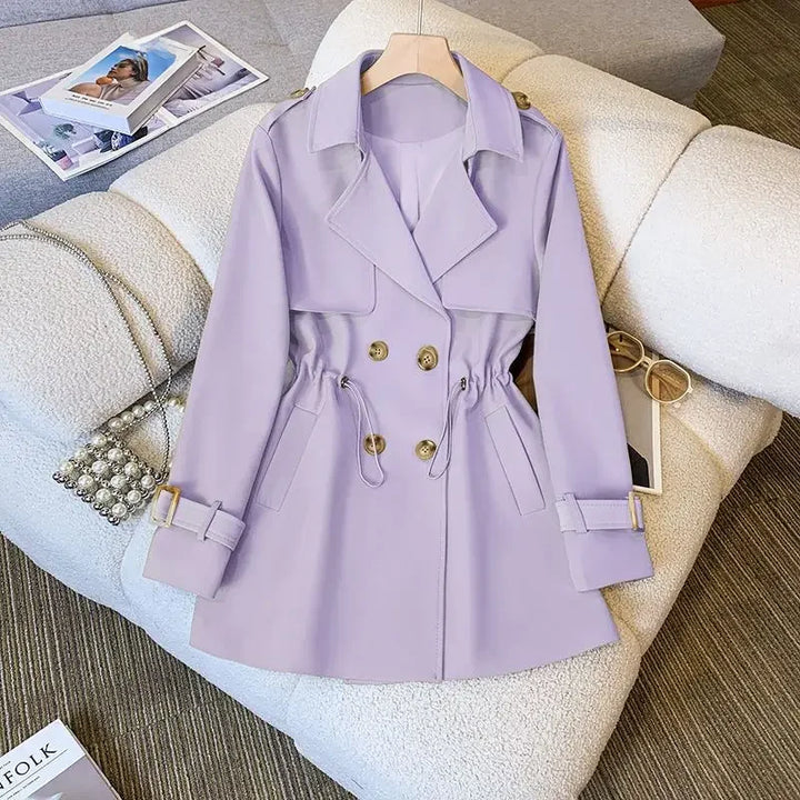 Elegante Middellange Trenchcoat voor Dames van Hoogwaardige Stof-trenchcoat dames-Calora-Lichtpaars-M-Calora