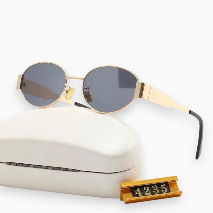 Elegante Ovale Cecilia Luxe Zonnebril in Zwart, Goud en Roségoud-Elektronica/Gadgets-Calora-Donkere bril goud-Calora