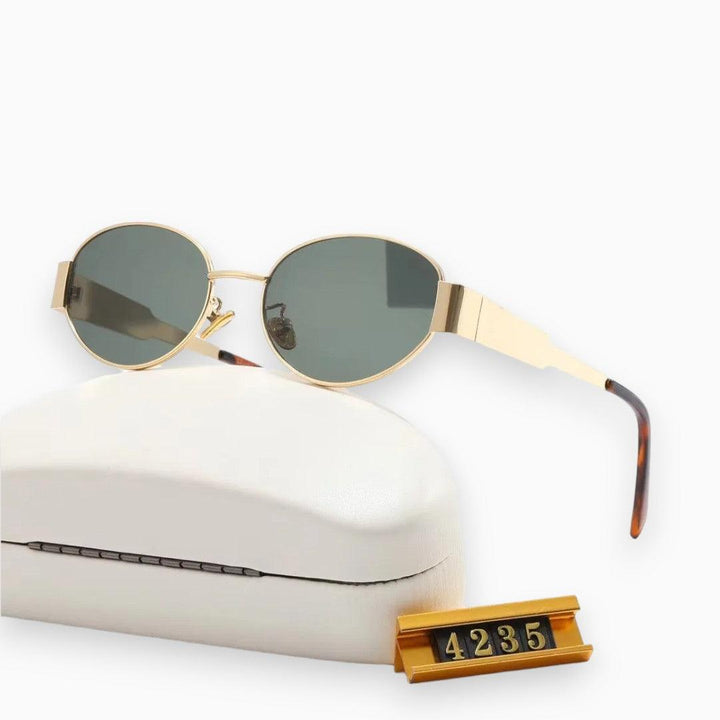 Elegante Ovale Cecilia Luxe Zonnebril in Zwart, Goud en Roségoud-Elektronica/Gadgets-Calora-Groene glazen goud-Calora