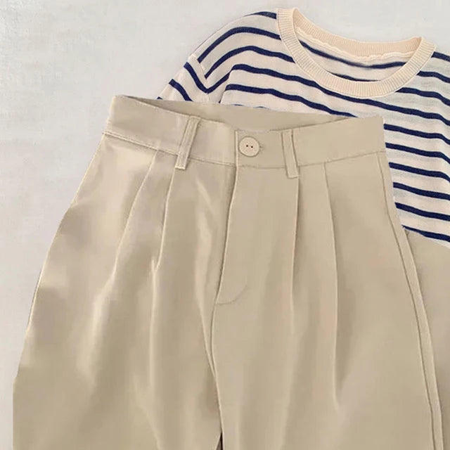 Elegante Pantalon met uitlopende Pijpen-Pantalons-Calora-Beige-S-Calora