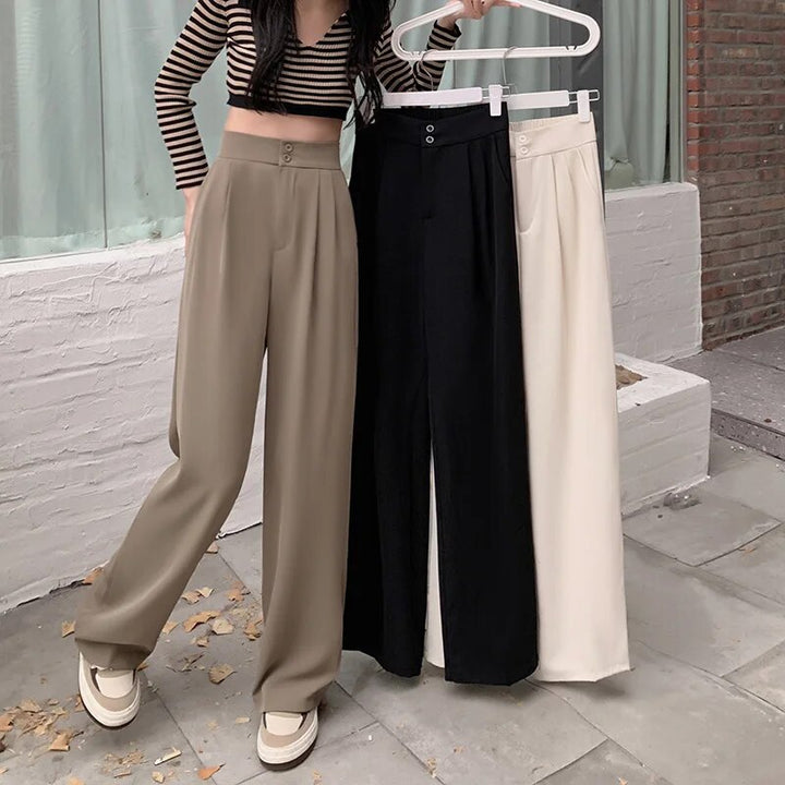 Elegante Pantalon met uitlopende Pijpen-Pantalons-Calora-Beige-S-Calora