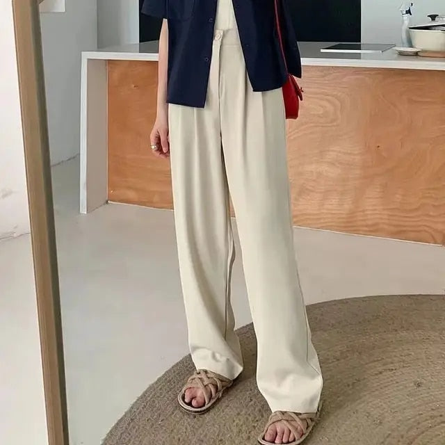 Elegante Pantalon met uitlopende Pijpen-Pantalons-Calora-Beige-S-Calora