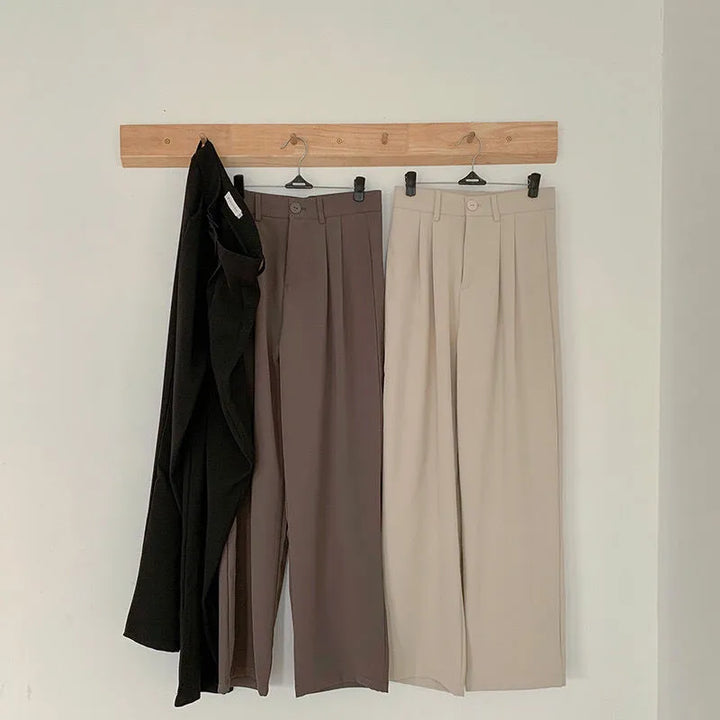 Elegante Pantalon met uitlopende Pijpen-Pantalons-Calora-Beige-S-Calora