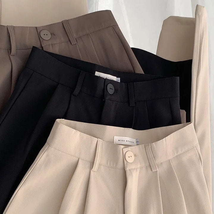 Elegante Pantalon met uitlopende Pijpen-Pantalons-Calora-Beige-S-Calora
