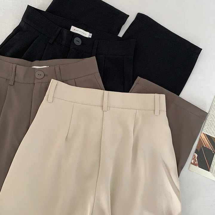 Elegante Pantalon met uitlopende Pijpen-Pantalons-Calora-Beige-S-Calora