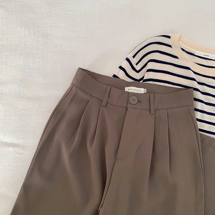 Elegante Pantalon met uitlopende Pijpen-Pantalons-Calora-Bruin-S-Calora