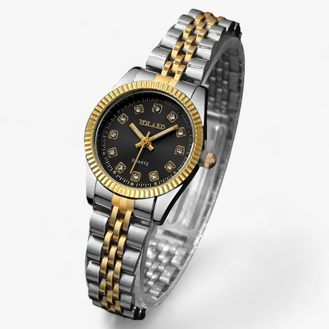 Elegante ronde Gouden armband Horloge-Horloges-Calora-Zwart-Calora