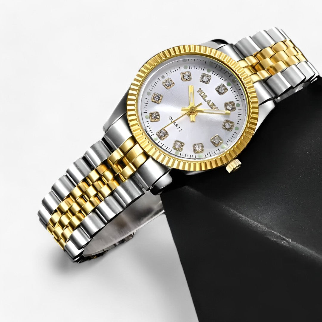 Elegante ronde Gouden armband Horloge-Horloges-Calora-Zwart-Calora