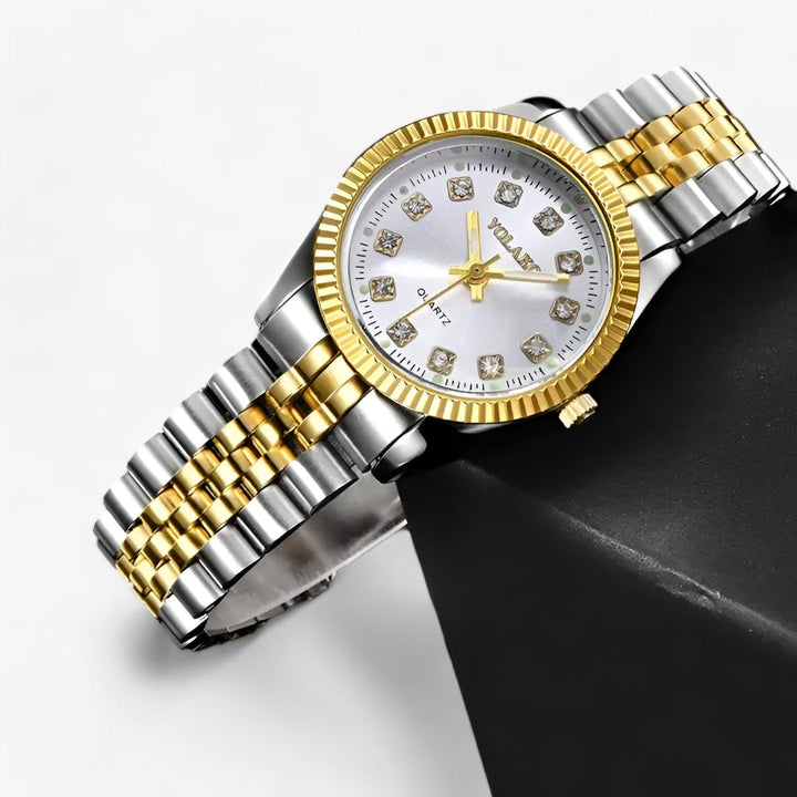 Elegante ronde Gouden armband Horloge-Horloges-Calora-Zwart-Calora