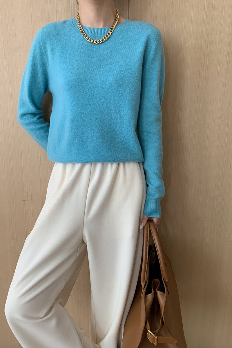 CALORA_ Elegante Ronde Hals Lange Mouw Gebreide Trui Blouse