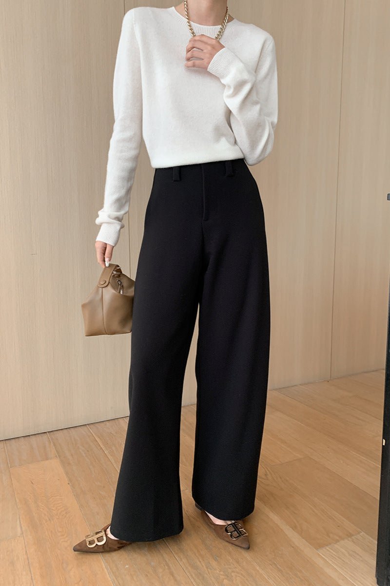 CALORA_ Elegante Ronde Hals Lange Mouw Gebreide Trui Blouse