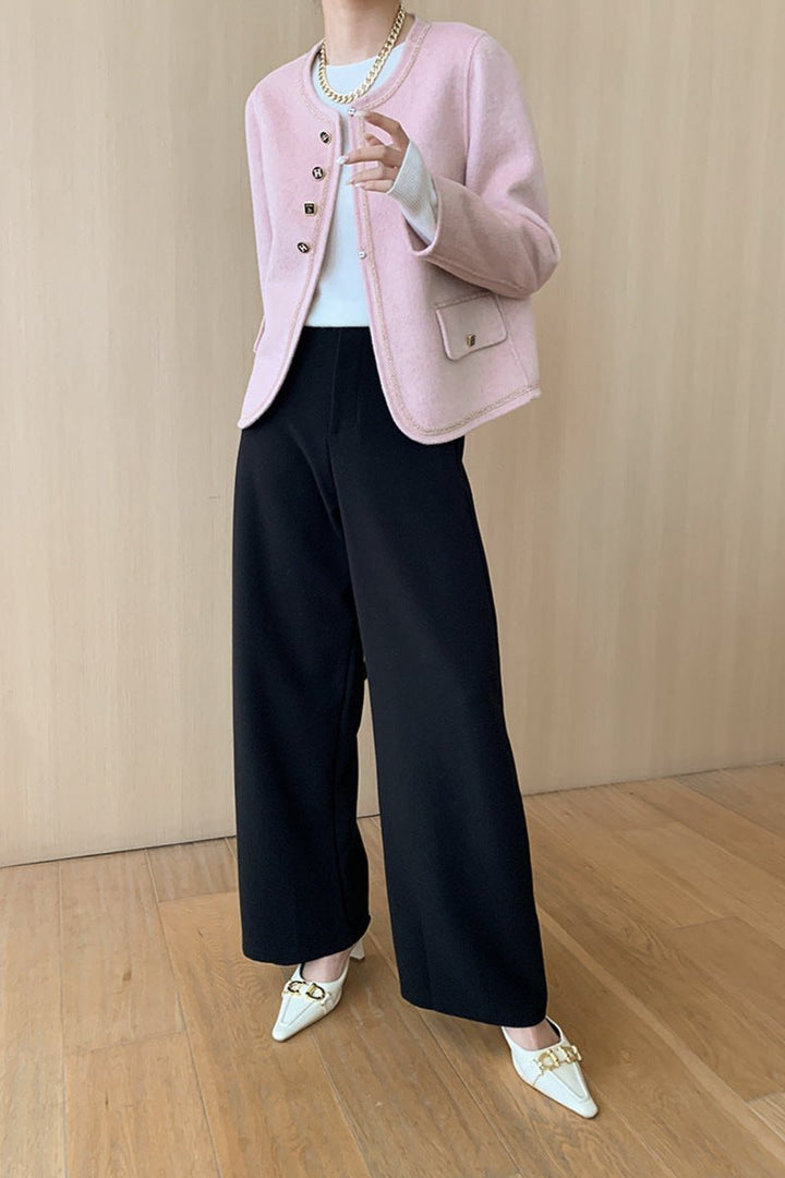 CALORA_ Elegante Ronde Hals Lange Mouw Gebreide Trui Blouse