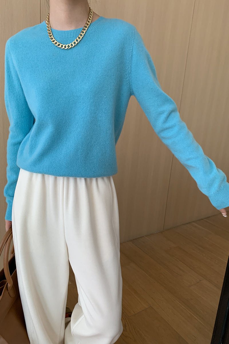 CALORA_ Elegante Ronde Hals Lange Mouw Gebreide Trui Blouse