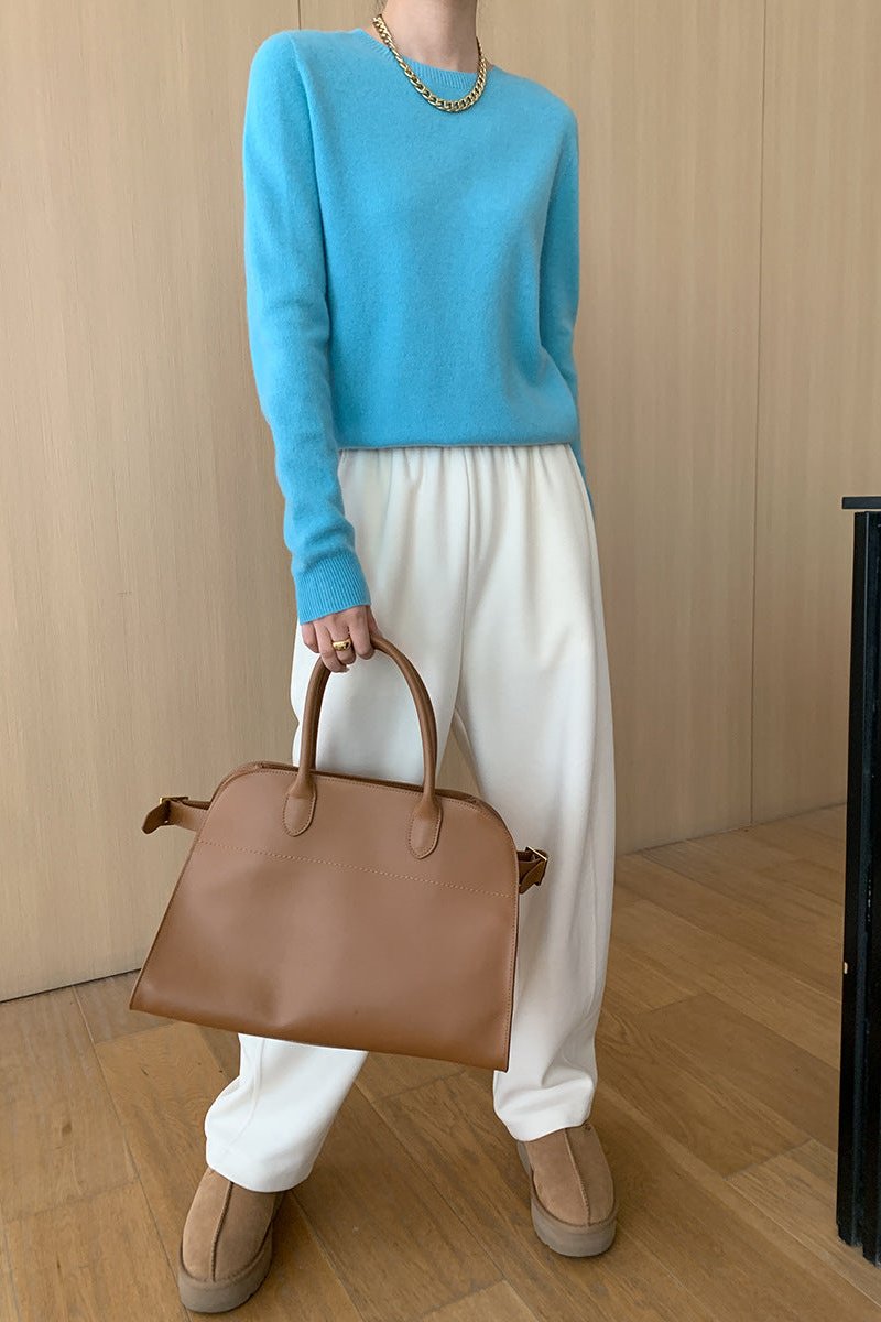 CALORA_ Elegante Ronde Hals Lange Mouw Gebreide Trui Blouse