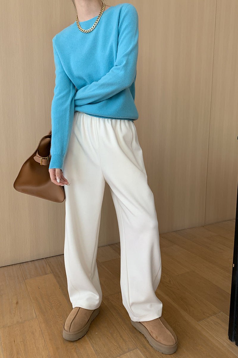 CALORA_ Elegante Ronde Hals Lange Mouw Gebreide Trui Blouse