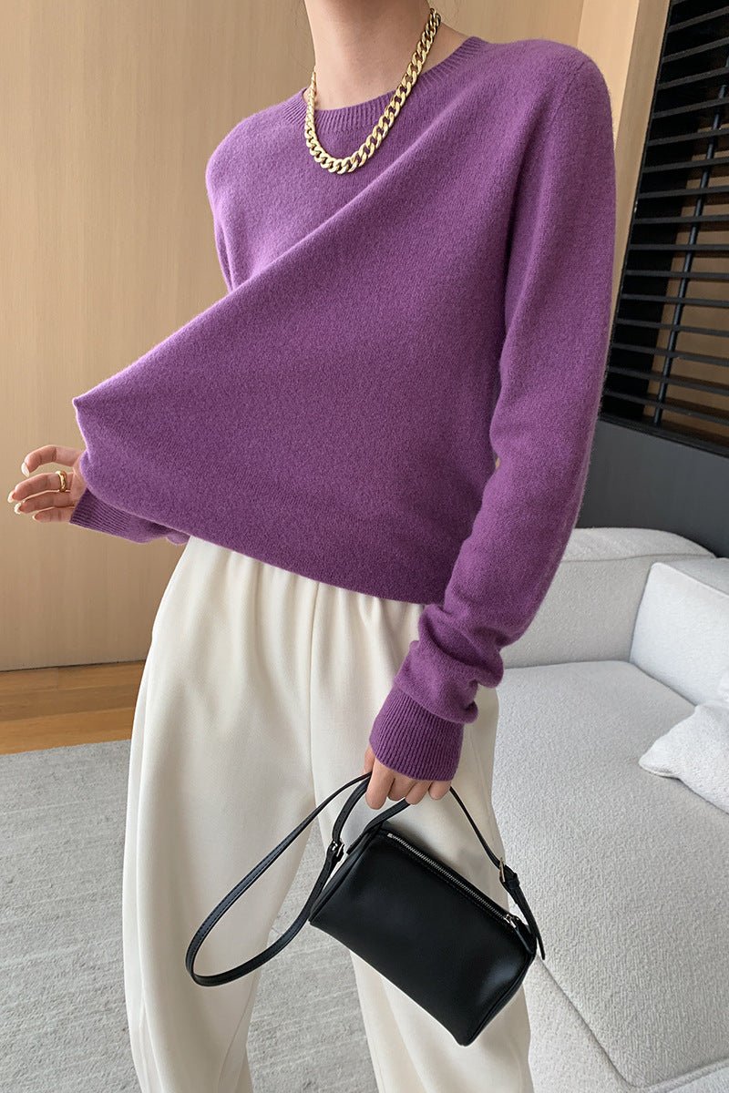 CALORA_ Elegante Ronde Hals Lange Mouw Gebreide Trui Blouse
