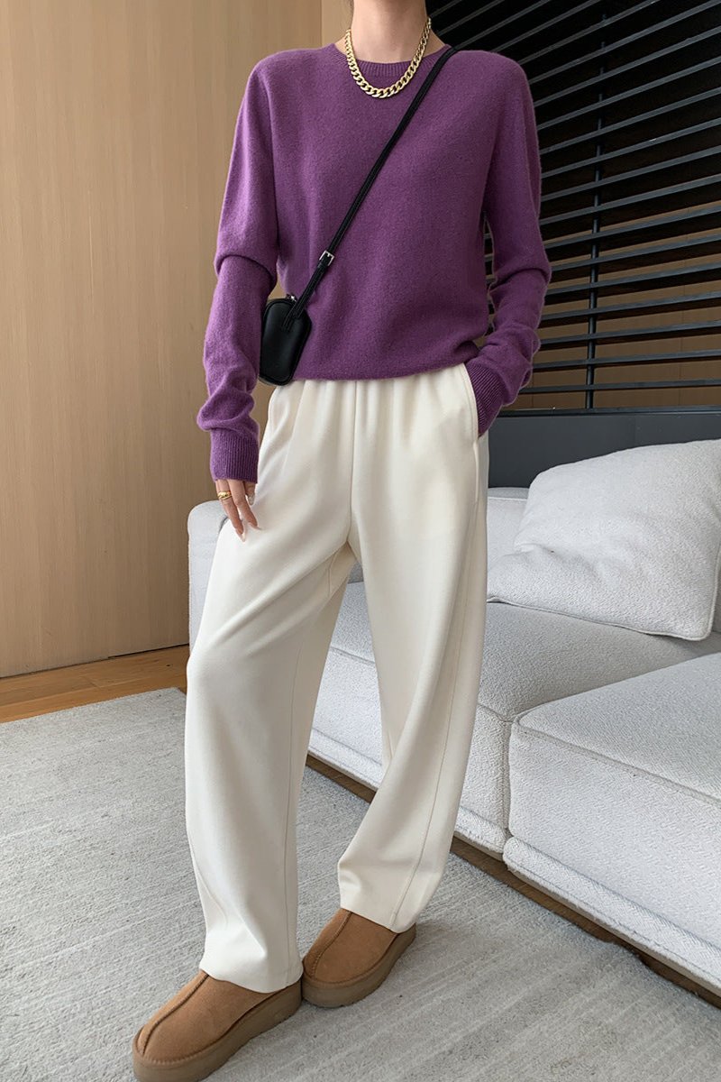 CALORA_ Elegante Ronde Hals Lange Mouw Gebreide Trui Blouse