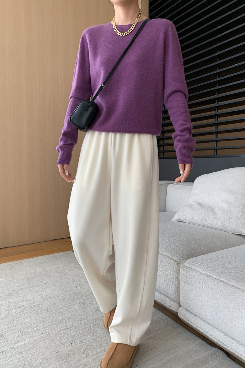 CALORA_ Elegante Ronde Hals Lange Mouw Gebreide Trui Blouse