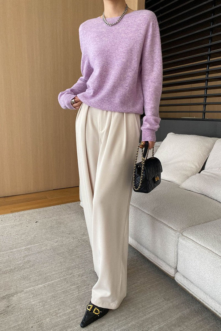 CALORA_ Elegante Ronde Hals Lange Mouw Gebreide Trui Blouse
