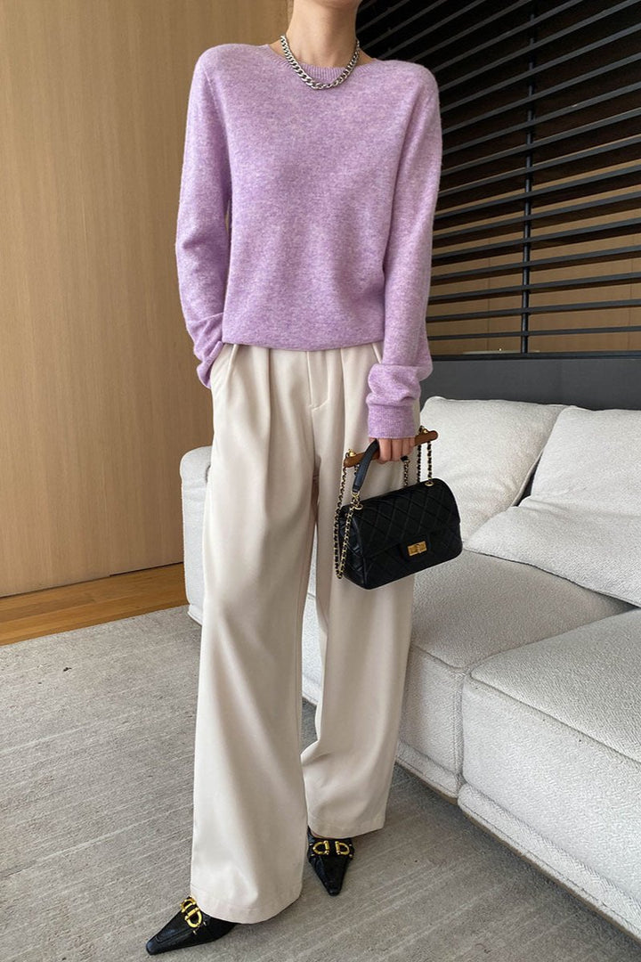 CALORA_ Elegante Ronde Hals Lange Mouw Gebreide Trui Blouse