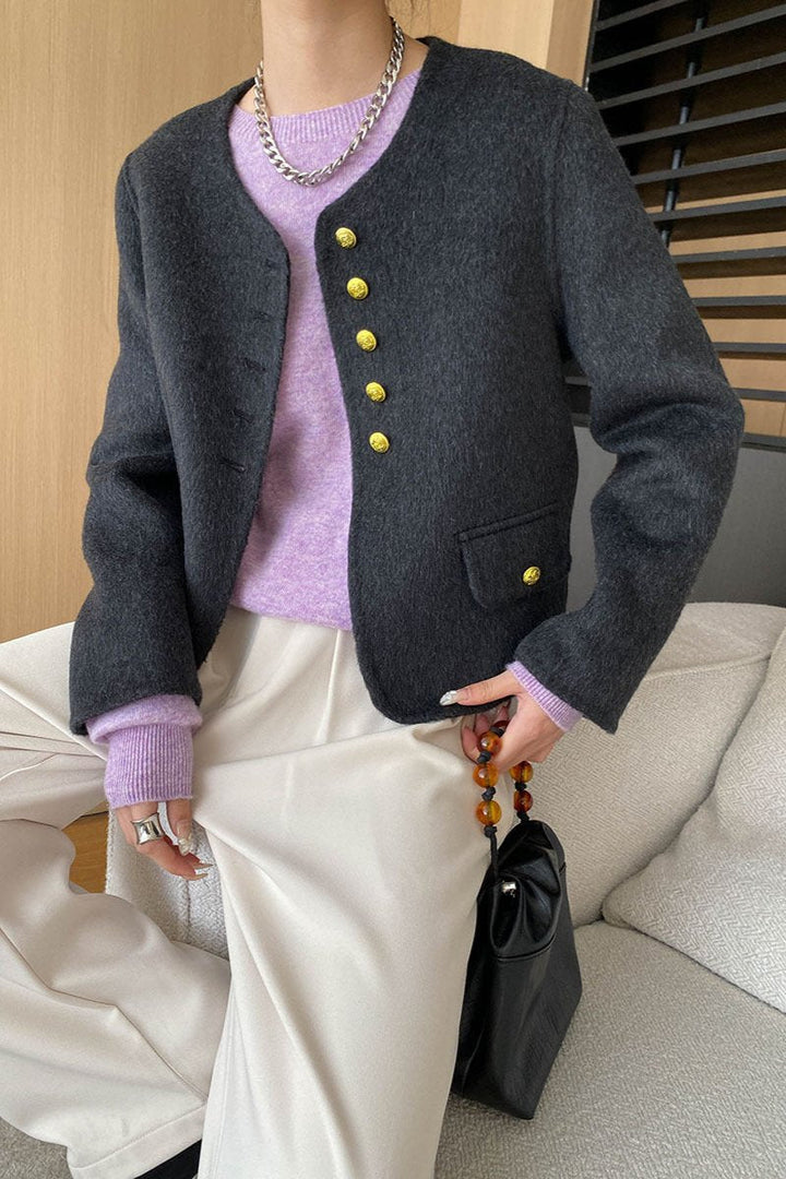 CALORA_ Elegante Ronde Hals Lange Mouw Gebreide Trui Blouse