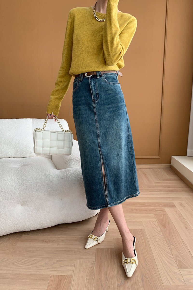 CALORA_ Elegante Ronde Hals Lange Mouw Gebreide Trui Blouse