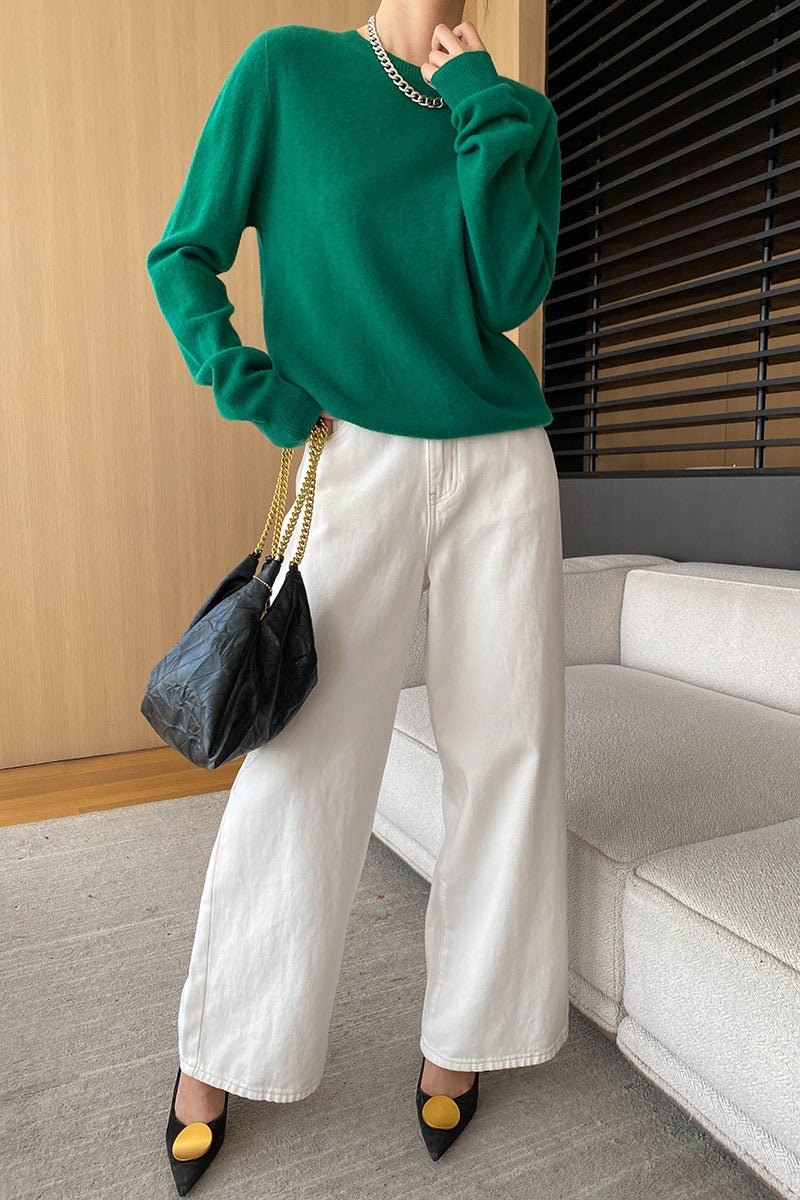 CALORA_ Elegante Ronde Hals Lange Mouw Gebreide Trui Blouse