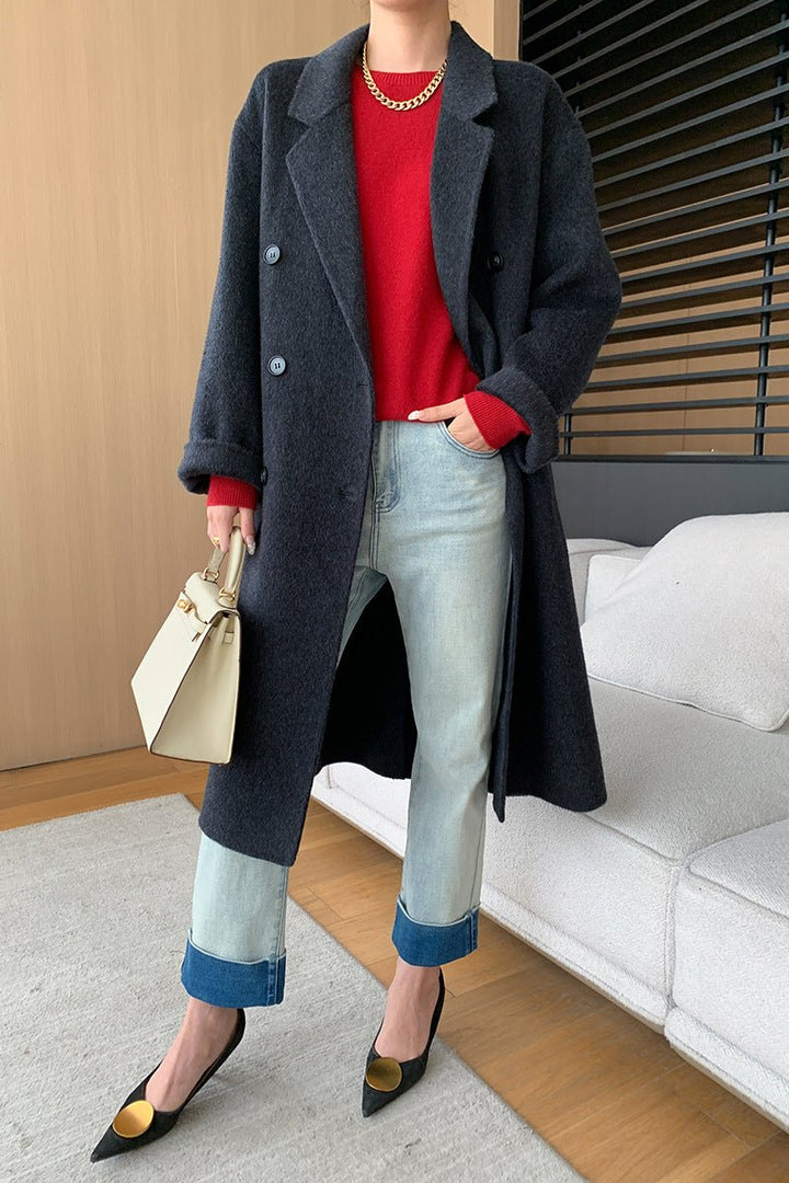 CALORA_ Elegante Ronde Hals Lange Mouw Gebreide Trui Blouse