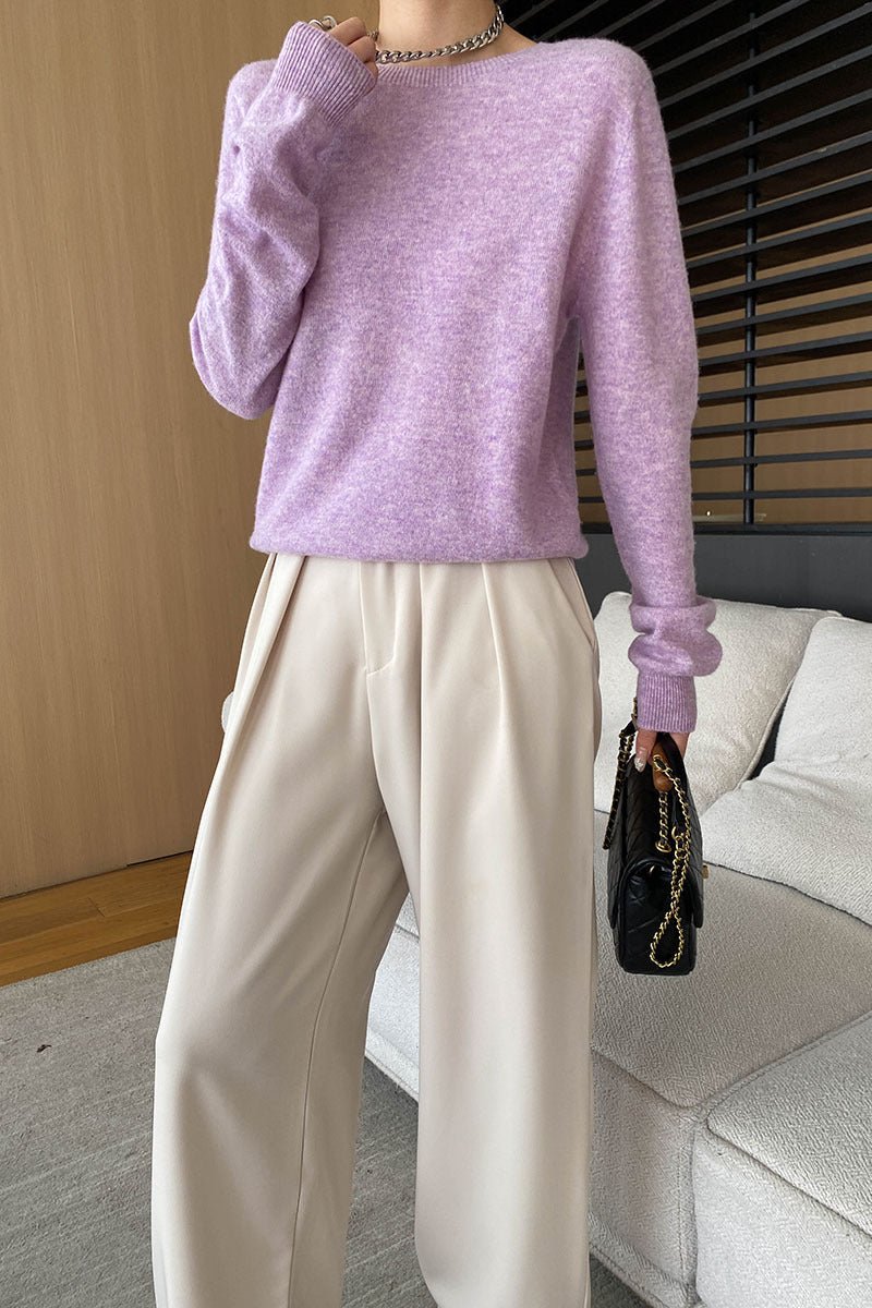 CALORA_ Elegante Ronde Hals Lange Mouw Gebreide Trui Blouse