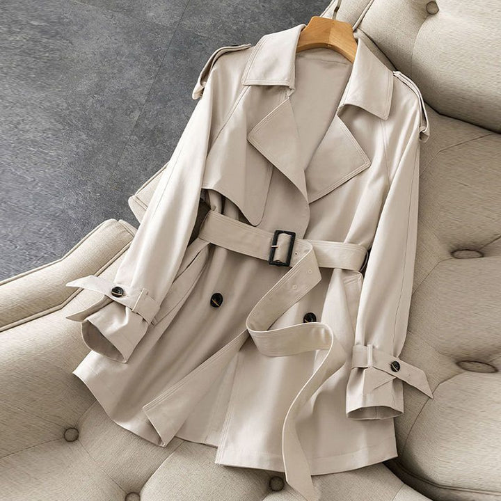 Elegante Trenchcoat met Revers en Ceintuur voor Dames-trenchcoat dames-Calora-Beige-S-Calora