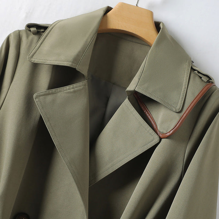 Elegante Trenchcoat met Revers en Ceintuur voor Dames-trenchcoat dames-Calora-Groen-S-Calora
