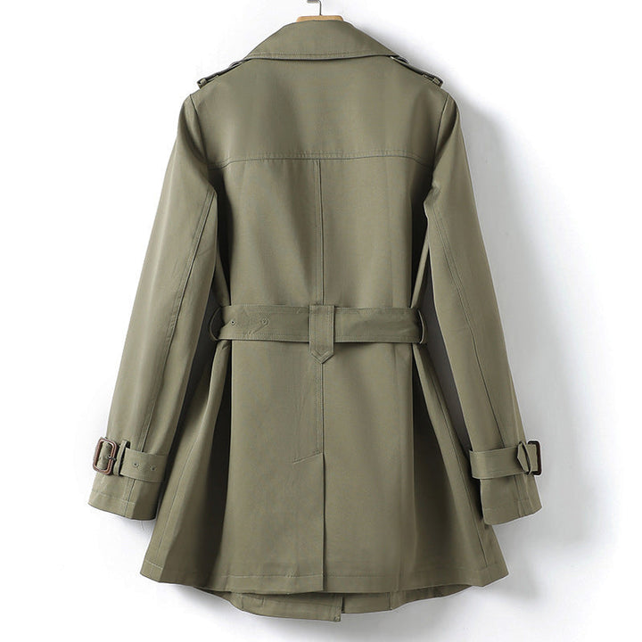 Elegante Trenchcoat met Revers en Ceintuur voor Dames-trenchcoat dames-Calora-Groen-S-Calora