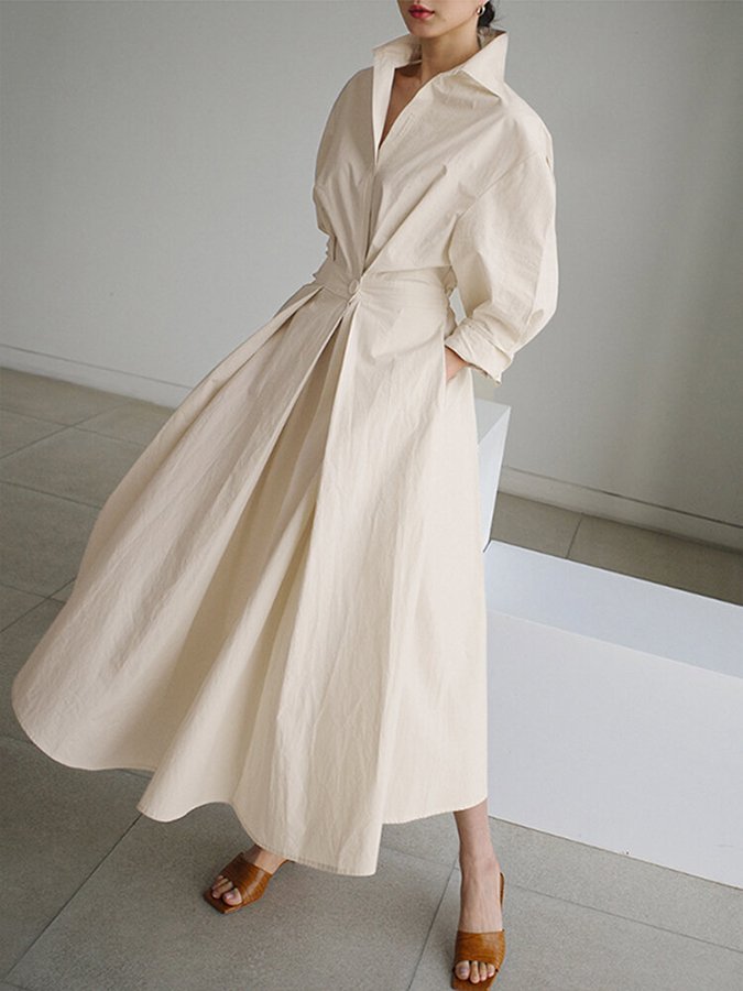 CALORA_ Elegante Vintage-Inspiratie Damesjurk van Lichtgewicht Stof
