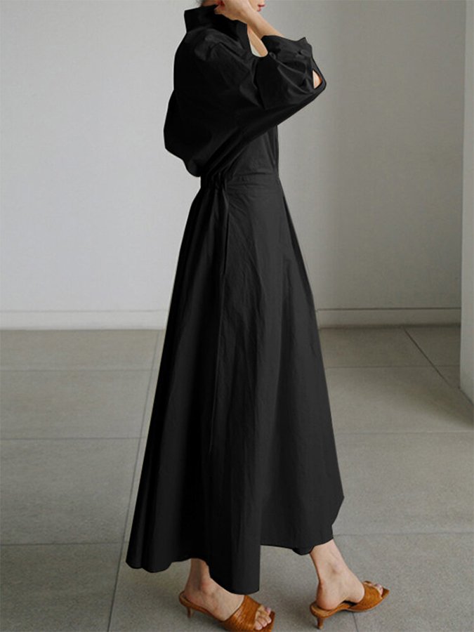 CALORA_ Elegante Vintage-Inspiratie Damesjurk van Lichtgewicht Stof