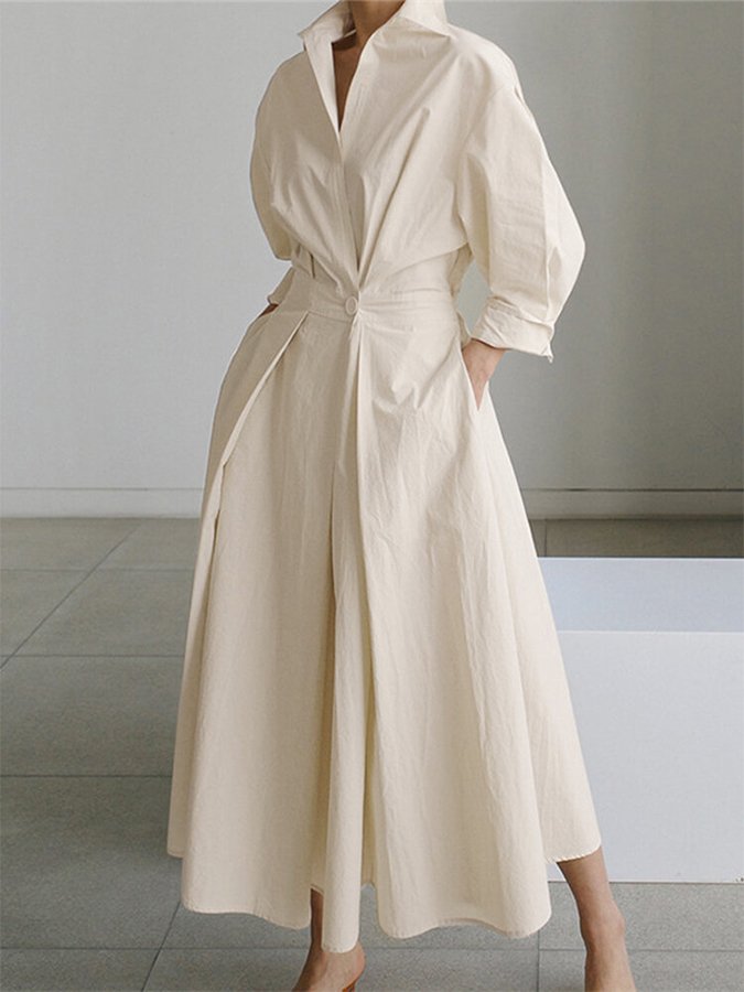CALORA_ Elegante Vintage-Inspiratie Damesjurk van Lichtgewicht Stof