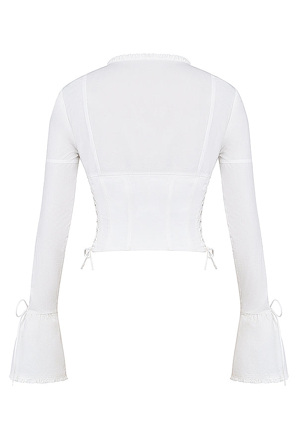 Elegante witte kanten top voor dames van Sorrelina-Blouses-Calora-XS-Calora