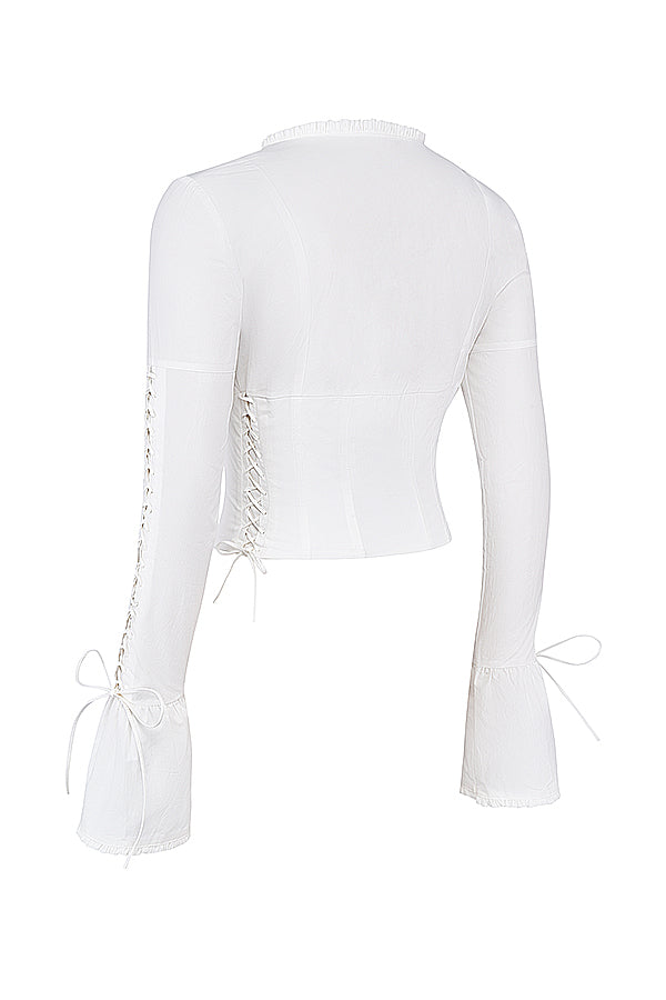 Elegante witte kanten top voor dames van Sorrelina-Blouses-Calora-XS-Calora