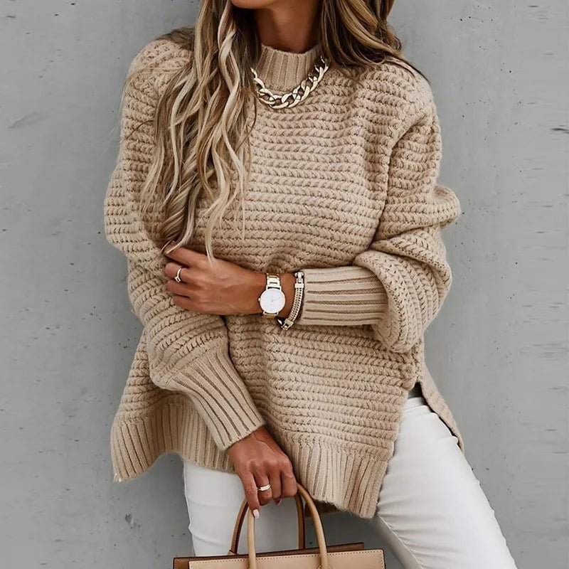 Elisa | Warme Winter Trui-Truien-Calora-Khaki-XS-Calora