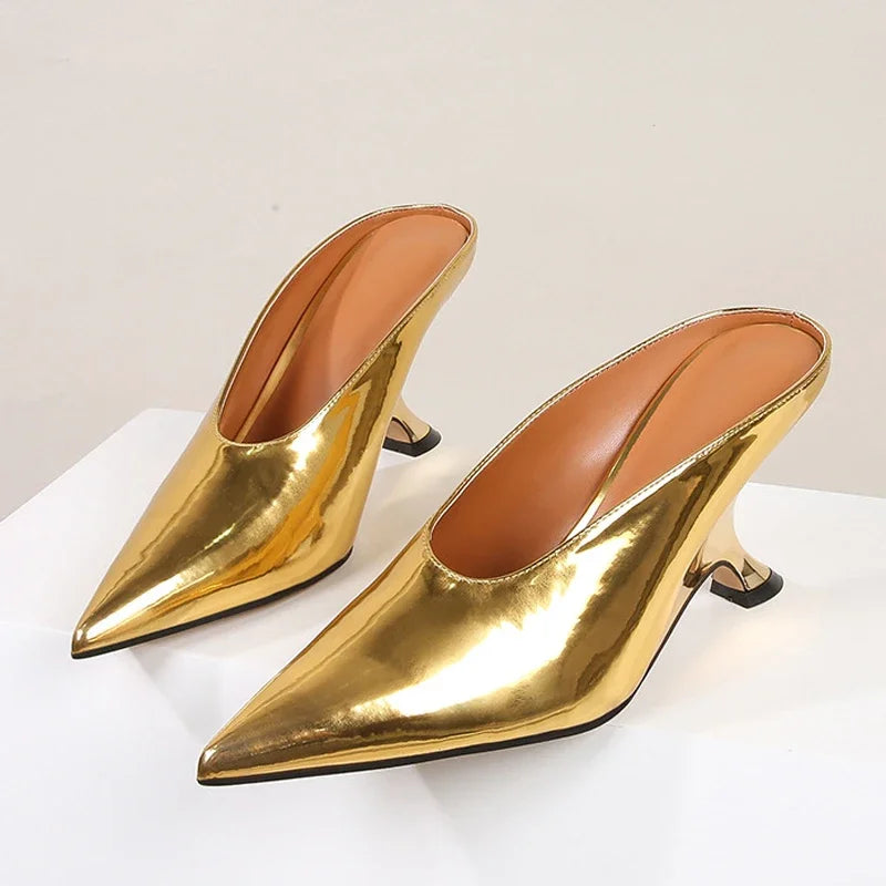 Elkyn | Stijlvolle Dames Mules met Hoge Hakken-Hakken-Calora-Zilver-35-Calora