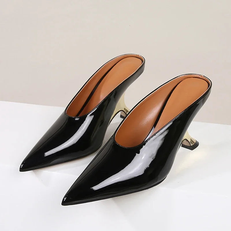 Elkyn | Stijlvolle Dames Mules met Hoge Hakken-Hakken-Calora-Zilver-35-Calora