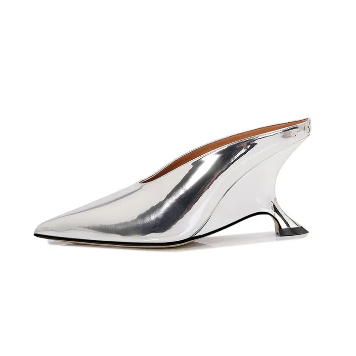 Elkyn | Stijlvolle Dames Mules met Hoge Hakken-Hakken-Calora-Zilver-35-Calora
