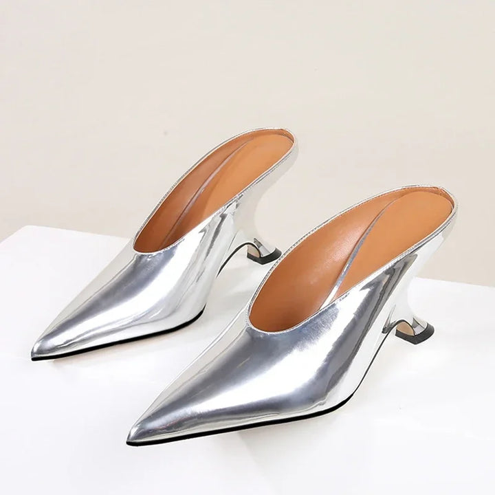 Elkyn | Stijlvolle Dames Mules met Hoge Hakken-Hakken-Calora-Zilver-35-Calora