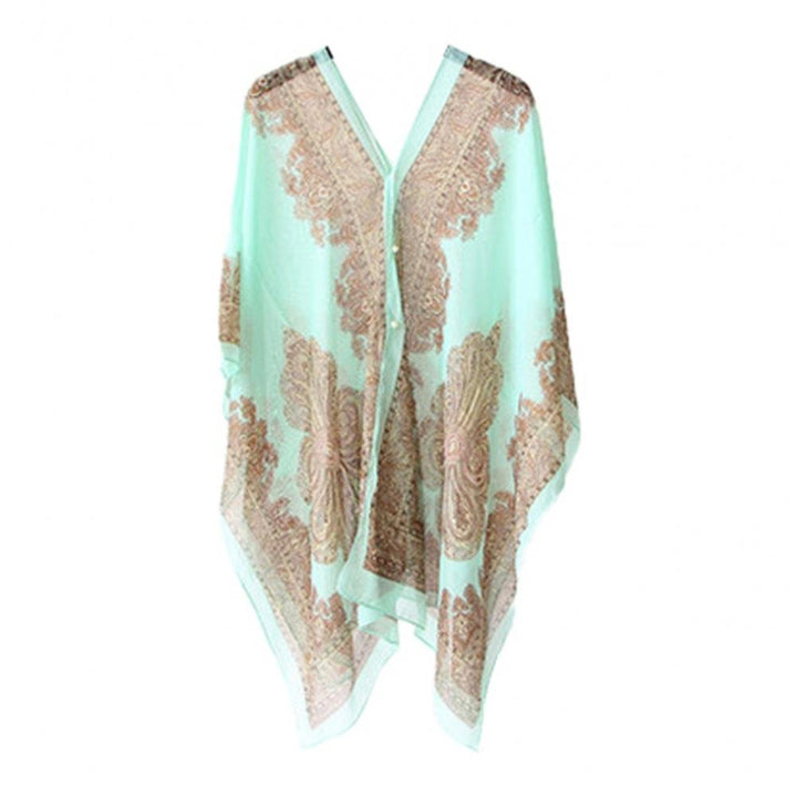 Elliora | Uv-Bescherming Poncho Coverup Strand Sjaal-NA-Calora-Mint Groen-Calora