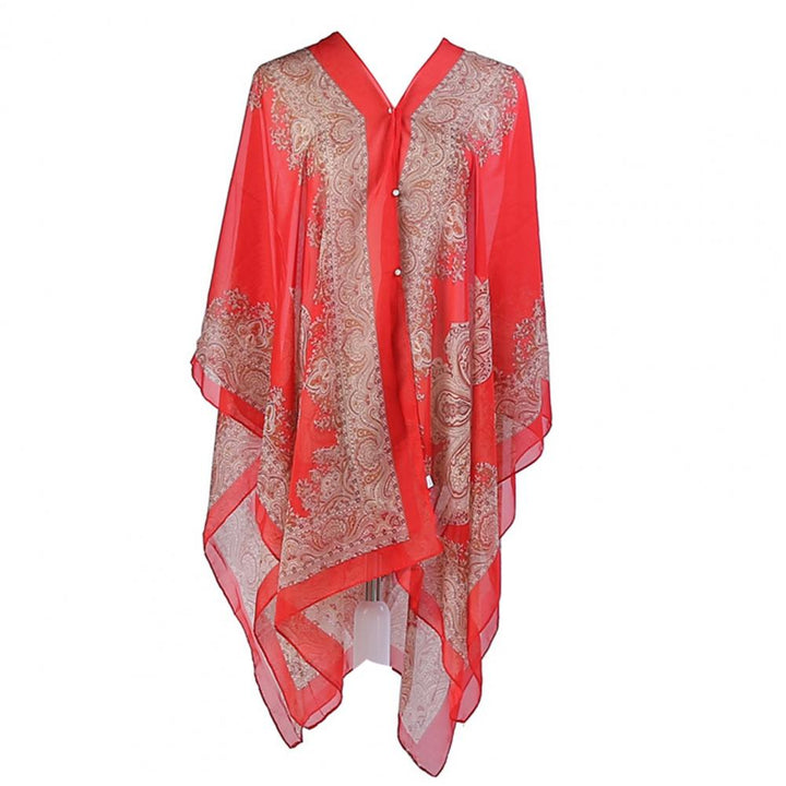 Elliora | Uv-Bescherming Poncho Coverup Strand Sjaal-NA-Calora-Rood-Calora