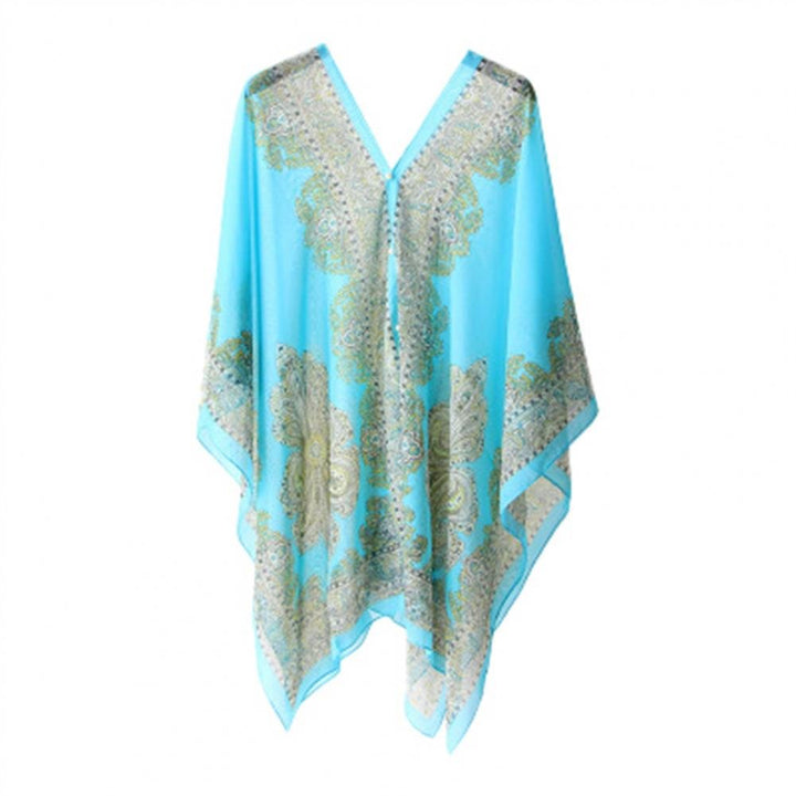 Elliora | Uv-Bescherming Poncho Coverup Strand Sjaal-NA-Calora-Zee Blauw-Calora