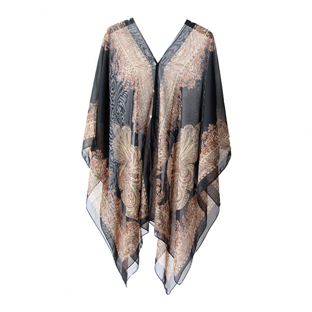 Elliora | Uv-Bescherming Poncho Coverup Strand Sjaal-NA-Calora-Zwart-Calora